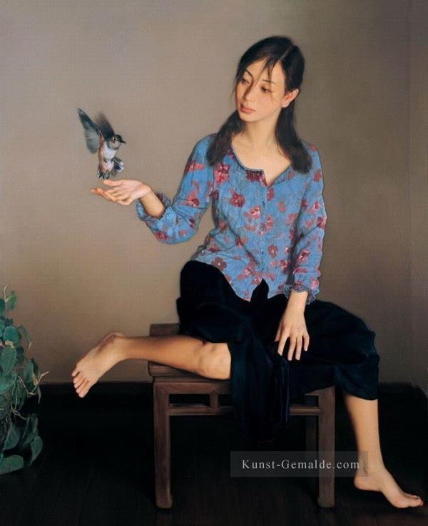 Vogel Chinesische Mädchen Ölgemälde
